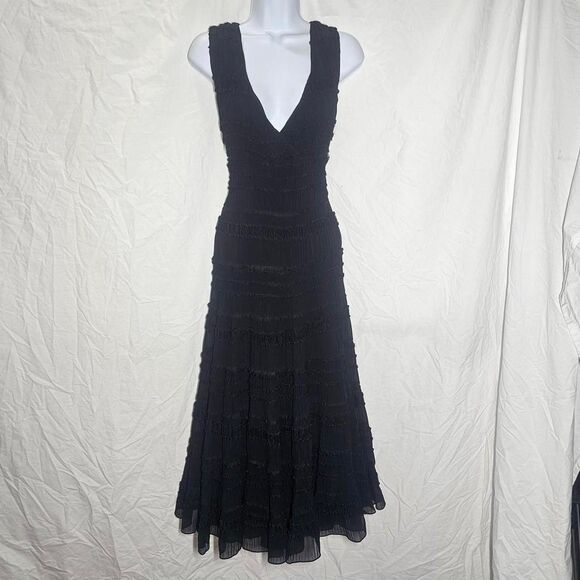 Y2k 90s vintage textured v neck a-line maxi dress - Picture 1 of 4